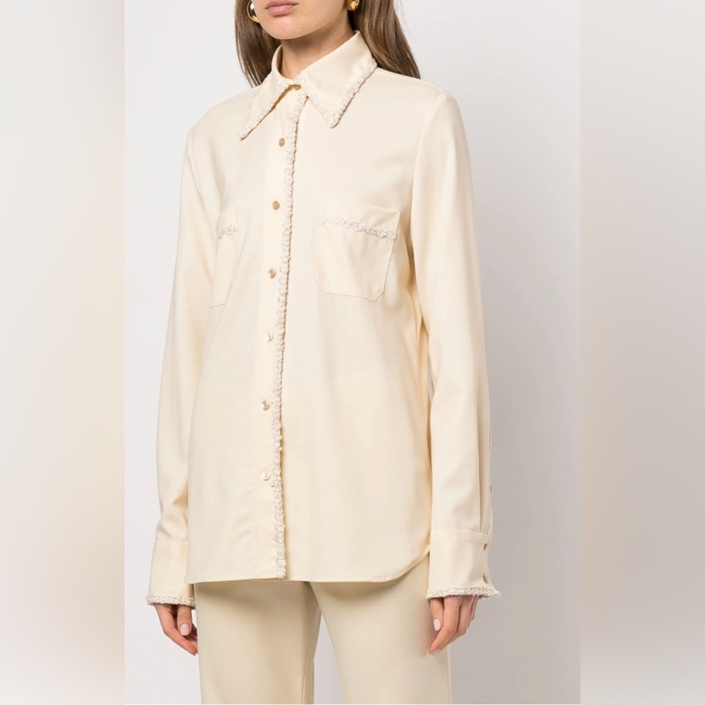 St. John Fresca Di Lana trimmed shirt